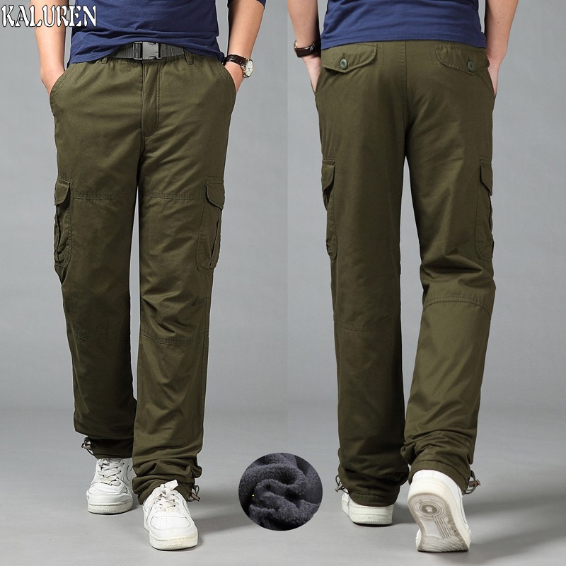 

Free shipping winter plus size -5XL loose fleece men cargo pants trousers elastic waist fat straight long trousers 9 models, Model 4