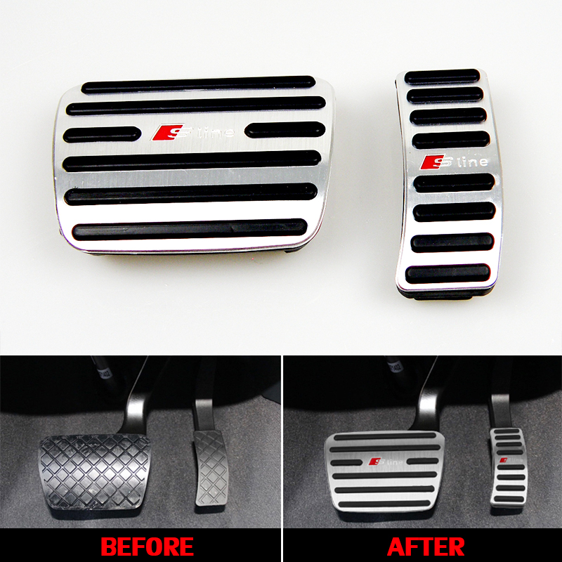No Drill Aluminum Alloy Audi Gas Break Pedal Pads Cover for Audi A4 A5 A6 Q3 Q5 Q7 AT LHD Gas Break Pedals-image-477634009