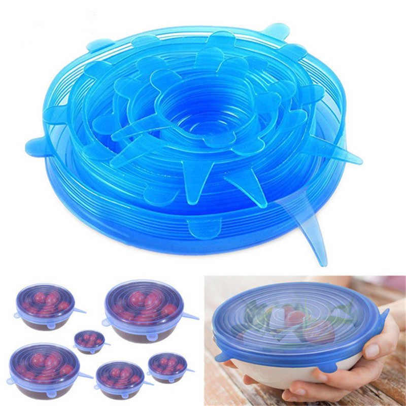 

6PCS/Set Universal Silicone Suction Lid-bowl Pan Cooking Pot Lid-silicon Stretch Lids Silicone Fruit Cover Pan Spill Lid Stopper Cover