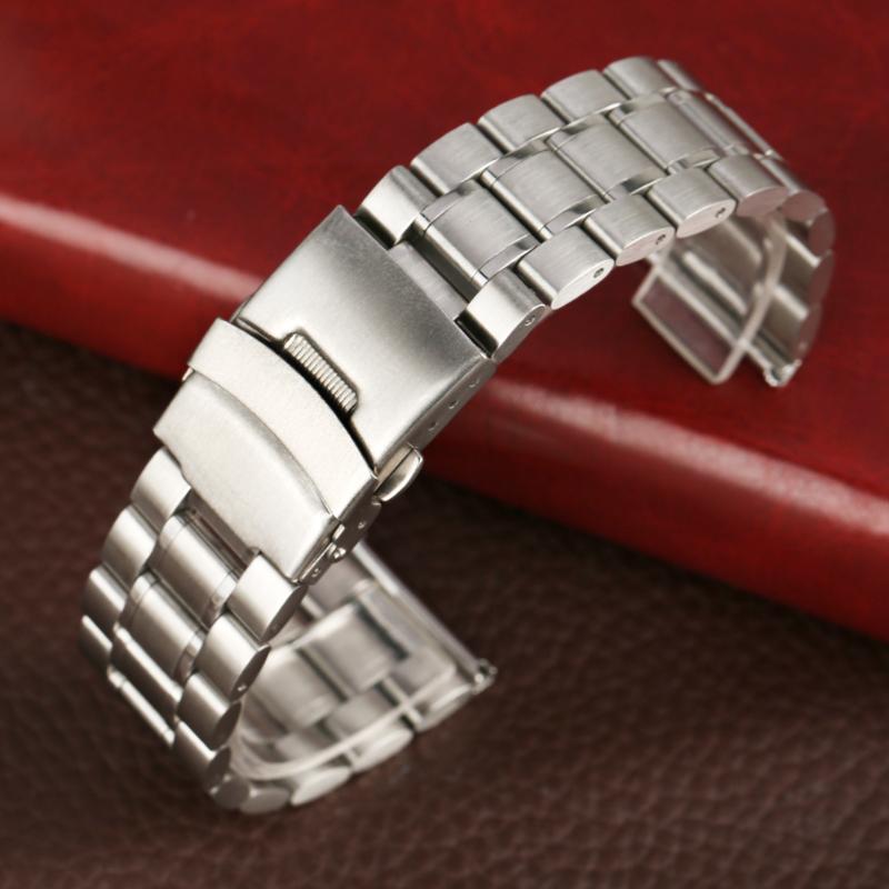 

18mm/20mm/22mm Universal Stainless Steel Replacement Watch Strap Folding Clasp with Safety Women/Men's Wristband Metal Bracelet