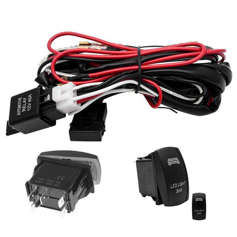 

Universal 12V LED Work Light Bar Laser Rocker Switch Wiring Harness Kit 40A Relay Fuse Set For Cars Truck Motorcycle