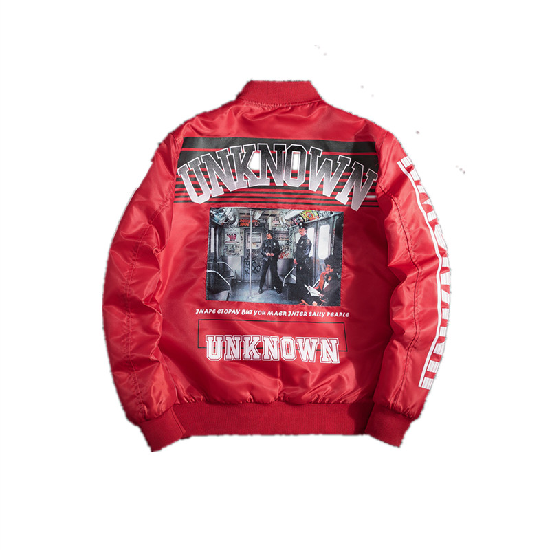 

Nice Mens Autumn Jacket Print Pattern Stand Collar Bomber Jacket High Street Winter Warm Hood Outwear Men Coat, Black