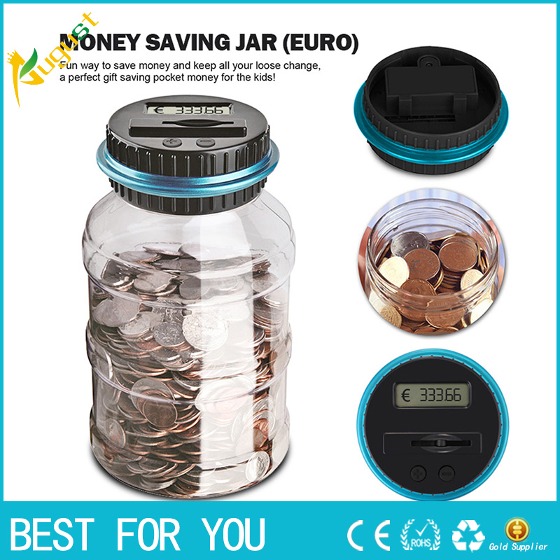 

1.8L Piggy Bank Counter Coin Electronic Digital LCD Counting Coin Money Saving Box Jar Coins Storage Box For USD EURO GBP Money