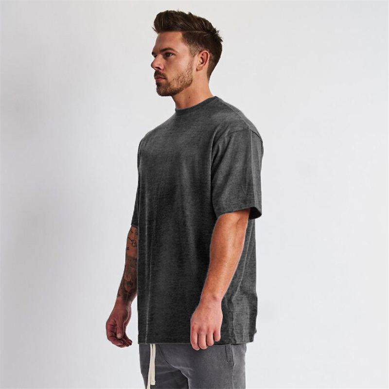 Plain Oversized T Shirt Men Gym Bodybuilding And Fitness Loose Casual ...