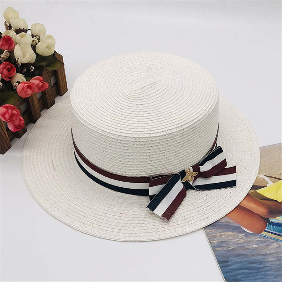 Luxe Lady Little Bee plage de Cap d'été mode de la rue Chapeaux pour femme Casquettes ajustables Femmes White Hat excellente qualité
