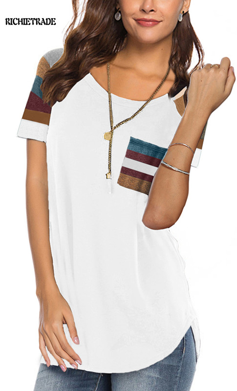 

RICHIETRADE Casual Women Jacket Short Sleeve O Neck Colourful Pullover Printed Pocket, Black