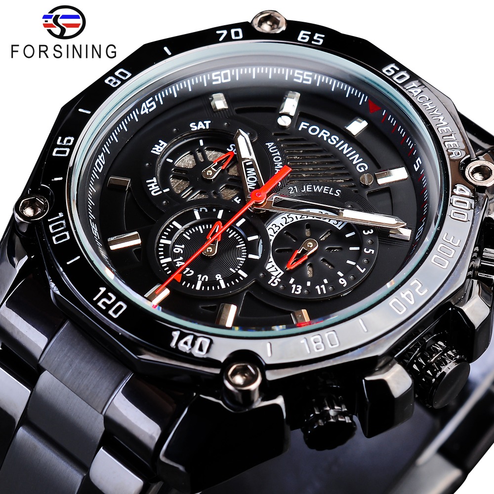 

Forsining True Man Stainless Steel Military Sport Mens Automatic Wrist Watches Top Brand Luxury Mechanical Male Clock Relogio, No send watch for shipping