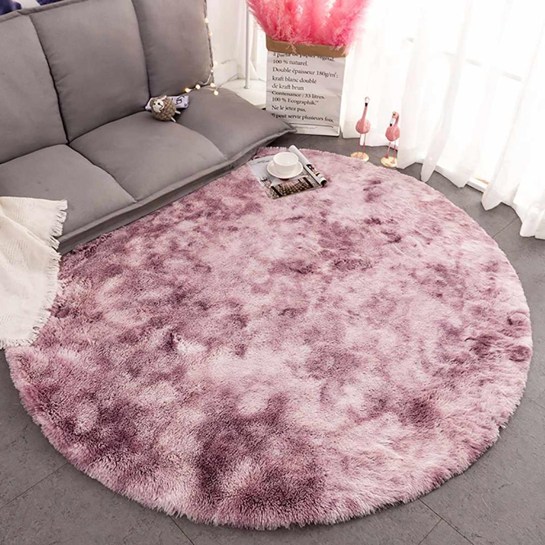 

160CM Nordic ins Round Variegated Tie-dye Gradient Carpet Living Room Coffee Table Mat Long Hair Washable Bedroom Baby Play Rug