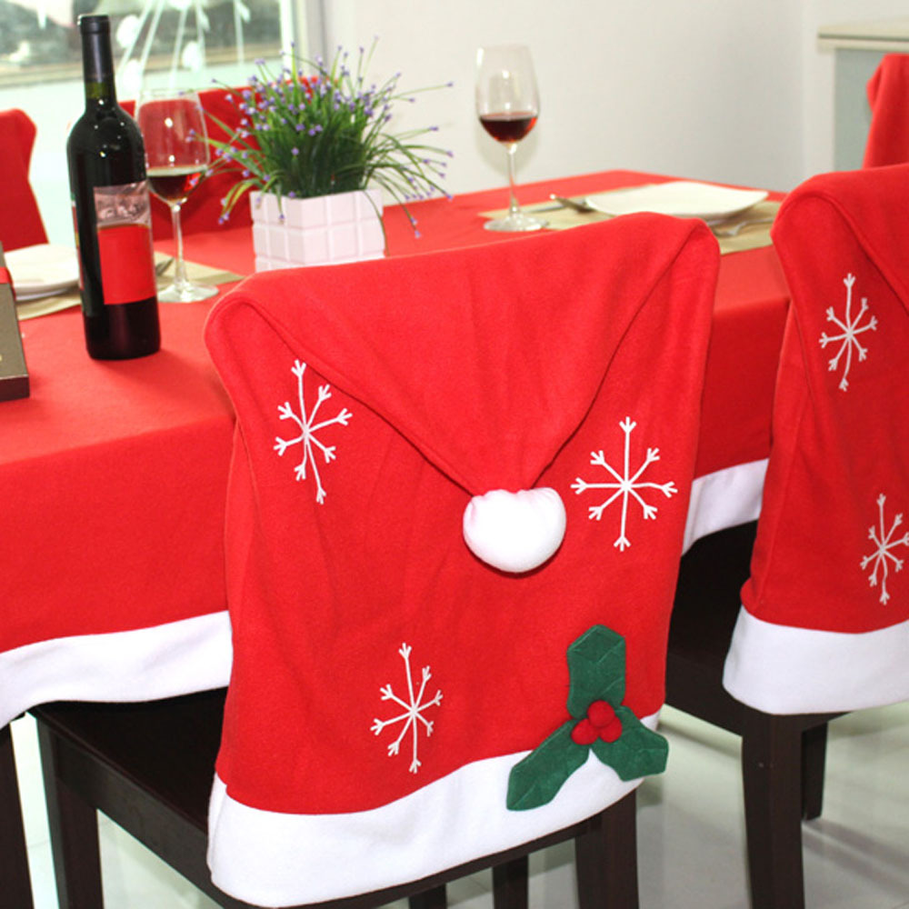 

50X65cm1Pcs Christmas Chair Cover Snowflake Pattern Fabric Dining Hotel Resturant Party Home Decoration Cloth Chairs Cover