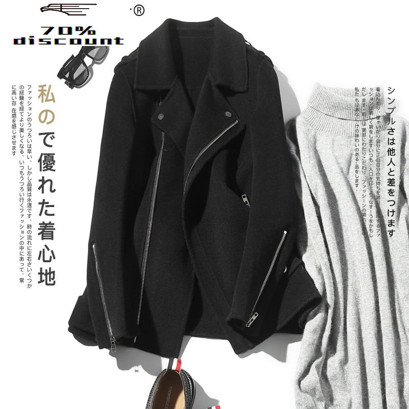 

200% Wool Coat Men Korean Double-sided Man Jacket Blazer Collar Mens Coats and Jackets Abrigo Hombre NM28-2020 KJ2925, Black