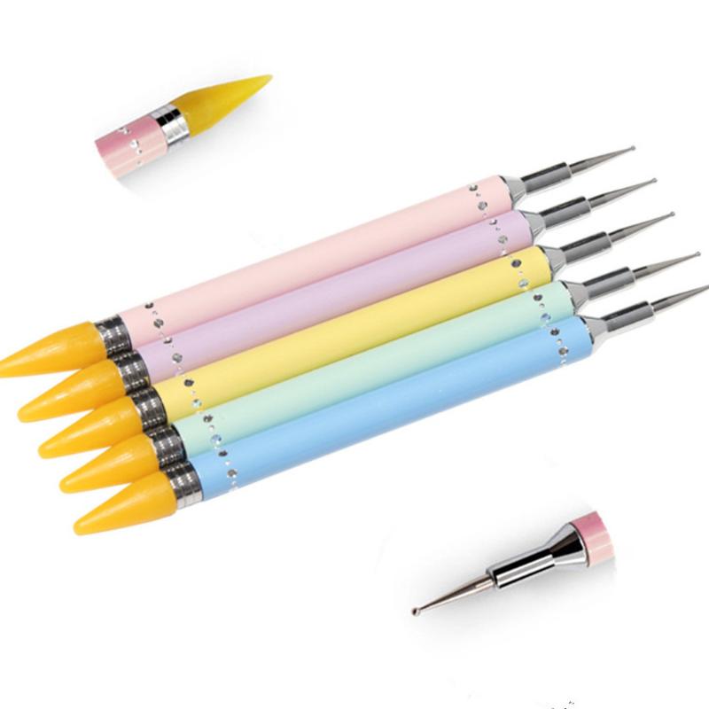 

Nails Diamond Embroidery Double Head Point drill pen Dot Painting Point Pen Nail Art Rhinestone Picker Wax Pencil Crystal Handle