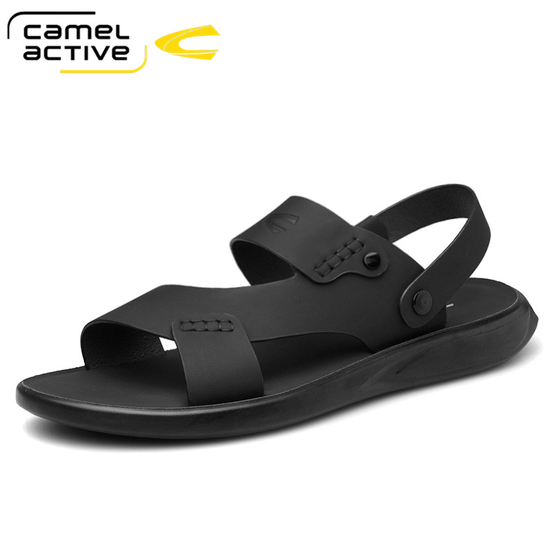 

Camel Active New Genuine Leather Men Sandals Shoes Fretwork Breathable Fisherman Shoes Style Retro Fashion Summer Men, Black