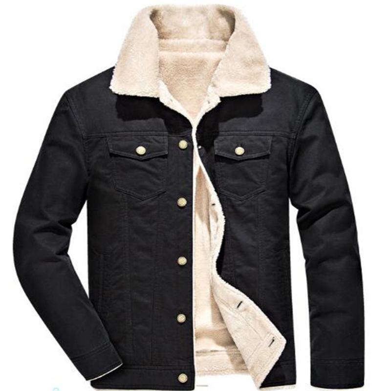 

2020 winter cotton men' cotton jacket jackets winter plus velvet thick coat youth large size shirt Outerwear, Black