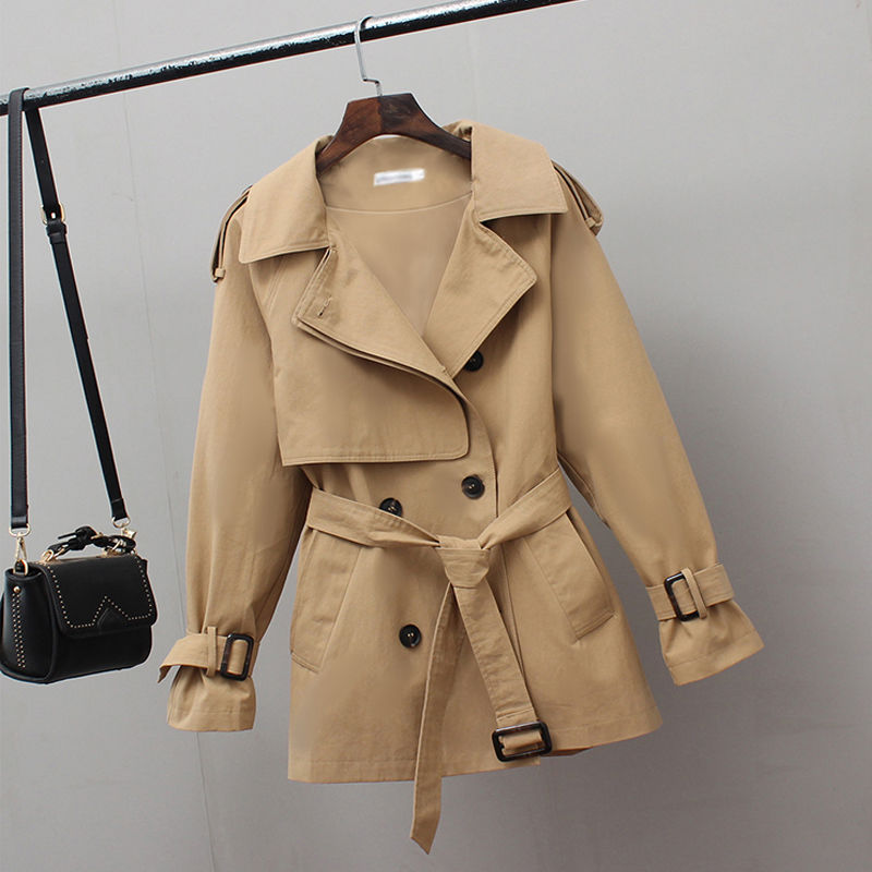 

2020 Spring And Autumn New Fashion Coat Women' Windbreaker Waist Short Female Trench Coat Casual Wild Women Clothing Khaki, Beige