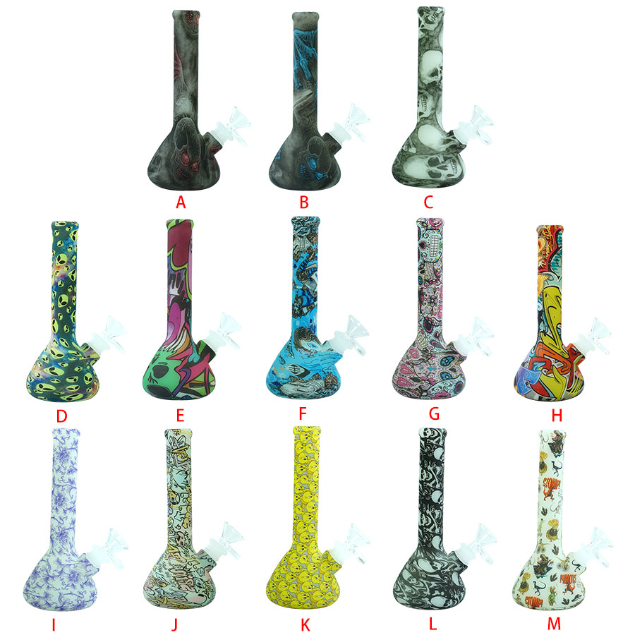 

Glow in the dark silicone beaker water pipe oil rig customization glass Bongs Silicone Smoking Water Pipes