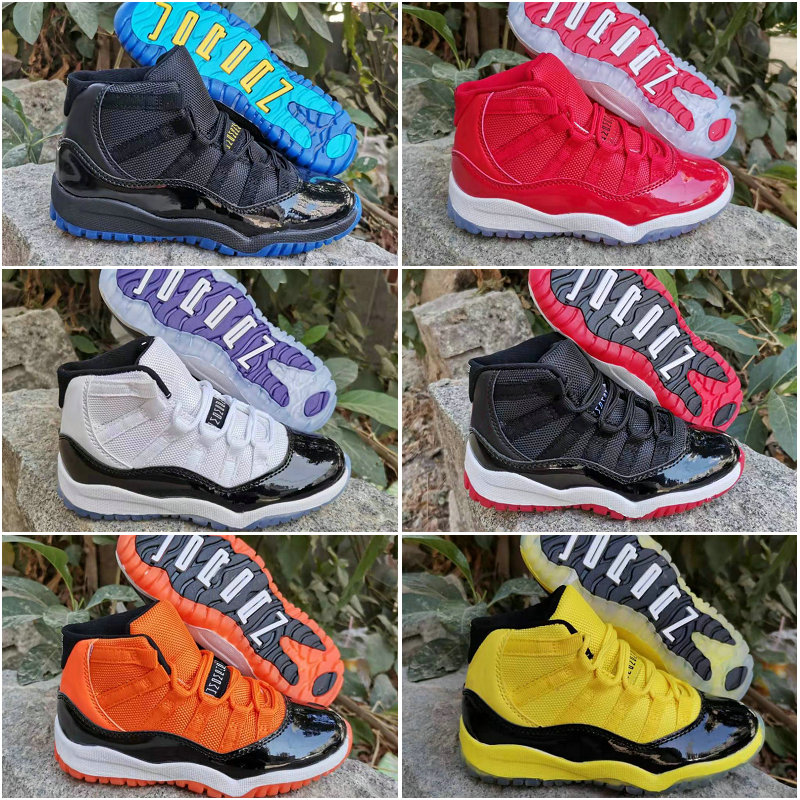 

11 Space Jam bred concord gym red gamma blue Orange Yellow Kids Children Basketball Shoes Jumpman 11s Youth Boys Girls Sports Sneakers, 01