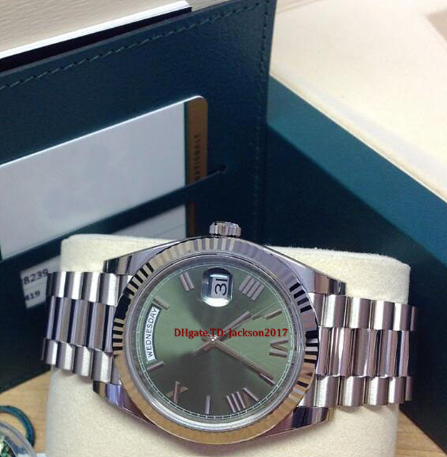 

Original box certificate Mens watches 40mm 228239 White Gold Green Roman Dial Asia 2813 movement automatic