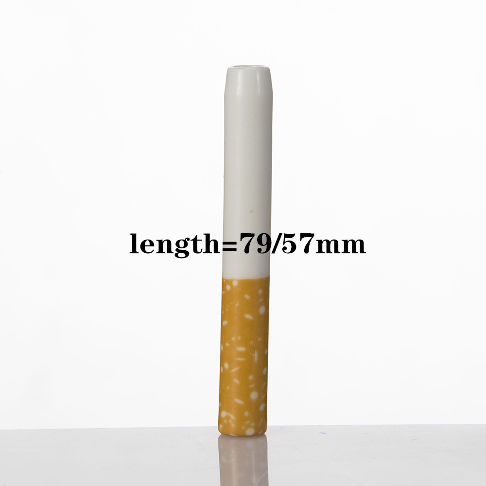 

Cigarette Smoke Pipe Ceramic Hitter 79mm 57mm Yellow Filter Color Cig Shape Tobacco Pipes Herb One Bat Portable DHL 120
