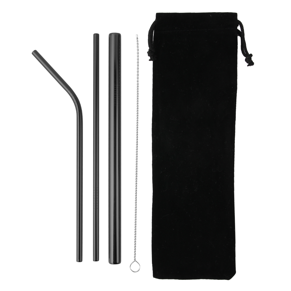 

14 pcs Metal Reusable 304 Stainless Steel Straws Straight Bent Drinking Straw with Case Cleaning Brush Set Party Bar Accessory