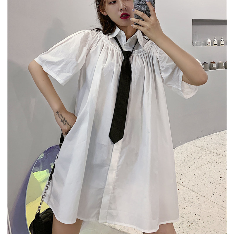 

Fashion Women' Shirts New 2020 Summer Solid Color Wild Ladies Blouses and Tops Short-Sleeved Casual Women Clothing U676, White