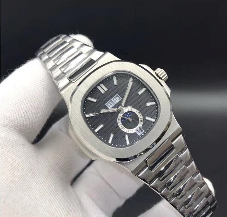 

High quality waterproof date watch for men automatic mechanical watch for silver band blue stainless steel for men