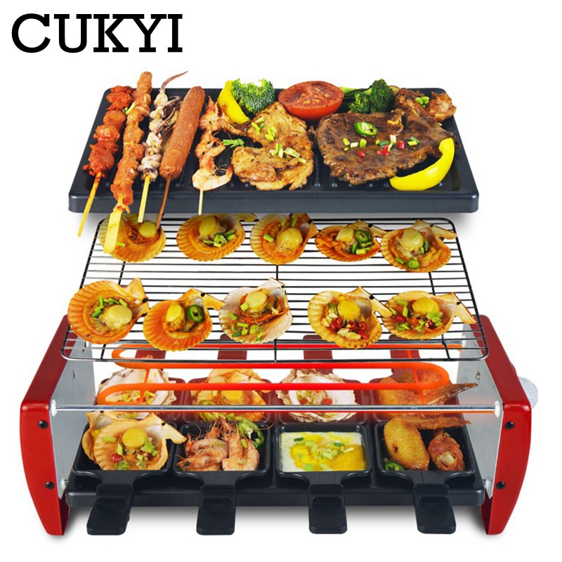 

CUKYI Electric heating BBQ household grill smokeless barbecue machine meat machine electric oven cabob stove