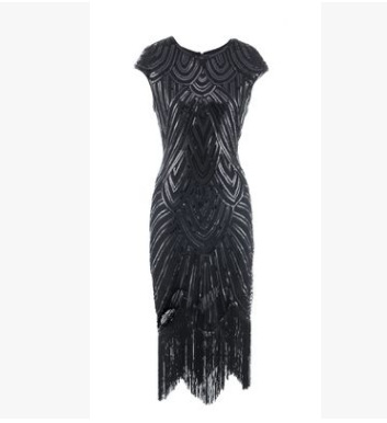 Real Shot Spot Explosion Models New Fringed Woven Sequin Dress 1920 Retro European And American-Style Film Gown-image-525468978