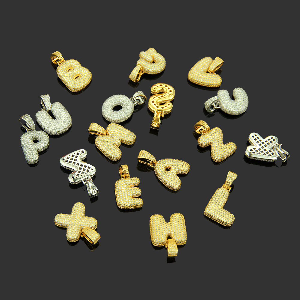 

Hip Hop Micro Inlaid Zircon 26 Letter Pendant Necklace Men and Women Fashion Accessories Gold Silver 2 Colors