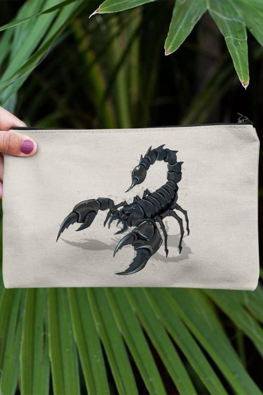 

Angemiel Clutch Black Scorpion Portfolio Hand Makeup Bag