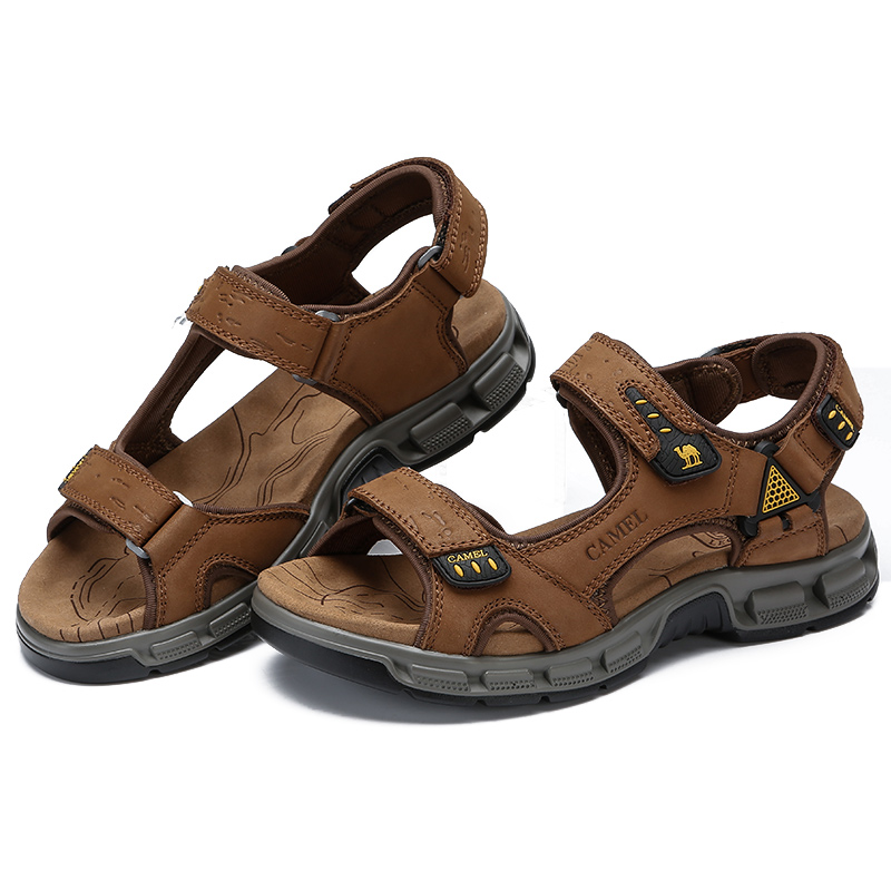

CAMEL Summer Fashion Men Casual Sandals Elastic Lightweight Beach Men's Sandals Men Shoes Decompression Footbed Man Flats, Black