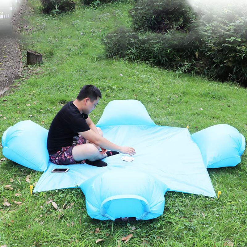 

Portable Inflatable Mattress With Air Pillow Damp Proof Picnic Mat Waterproof Fishing Grassland Outdoor Camping Sleeping Hiking