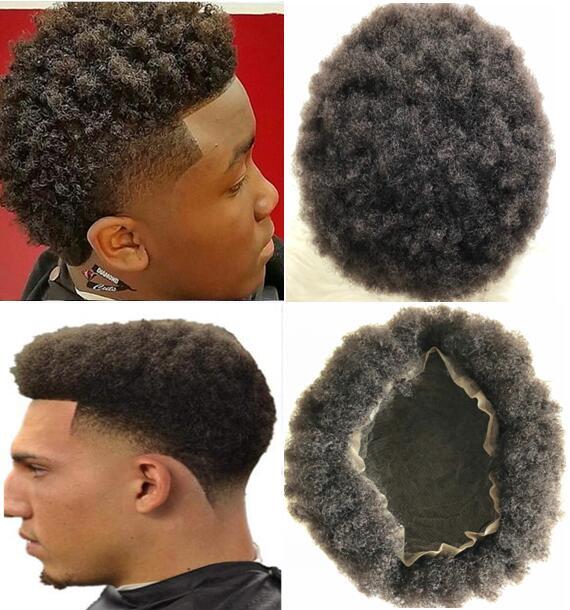 

Men Hair Wig Mens Hairpieces Afro Curl Full Lace Toupee Brown Black Color #1b European Remy Human Hair Replacement for Black Men, Brown black #1b