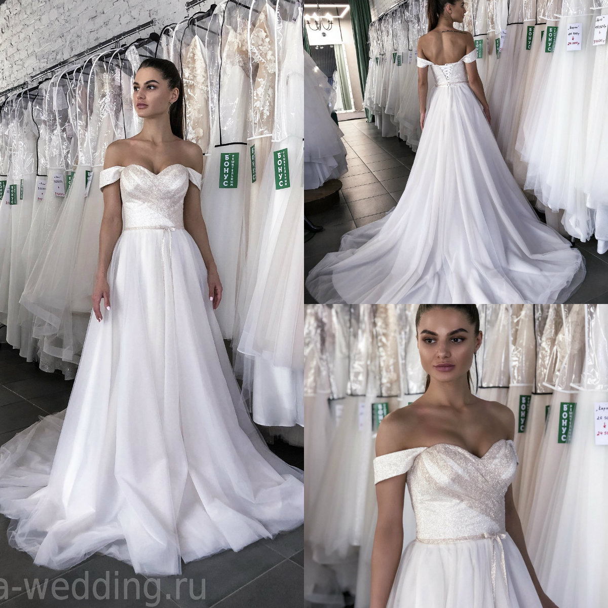 

Glitter Country Wedding Dresses Lace Up Back Glitter Sweep Train Off Shoulder Boho Wedding Dress Tulle Custom Made Beach Robes De Mariée, Lavender