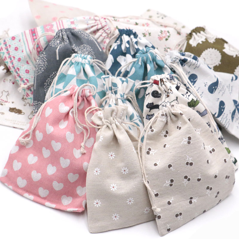 

50PCS Cotton Muslin Bags Multi Color Printed Drawstring Pouches for Home Supplies Candy Toys Packing Jewelry Nice gift 15x20cm, Pink;blue