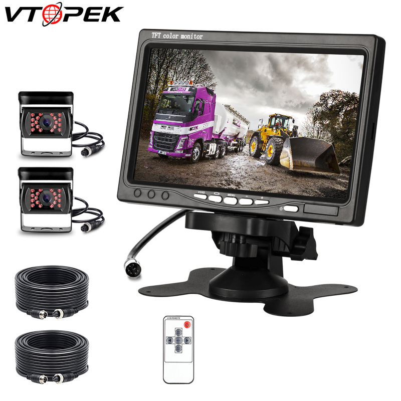 

Vtopek 7" TFT LCD Car Monitor HD Display Aviation Head Camera Reverse Assistance Paking System 18IR LED Night Vision Camera