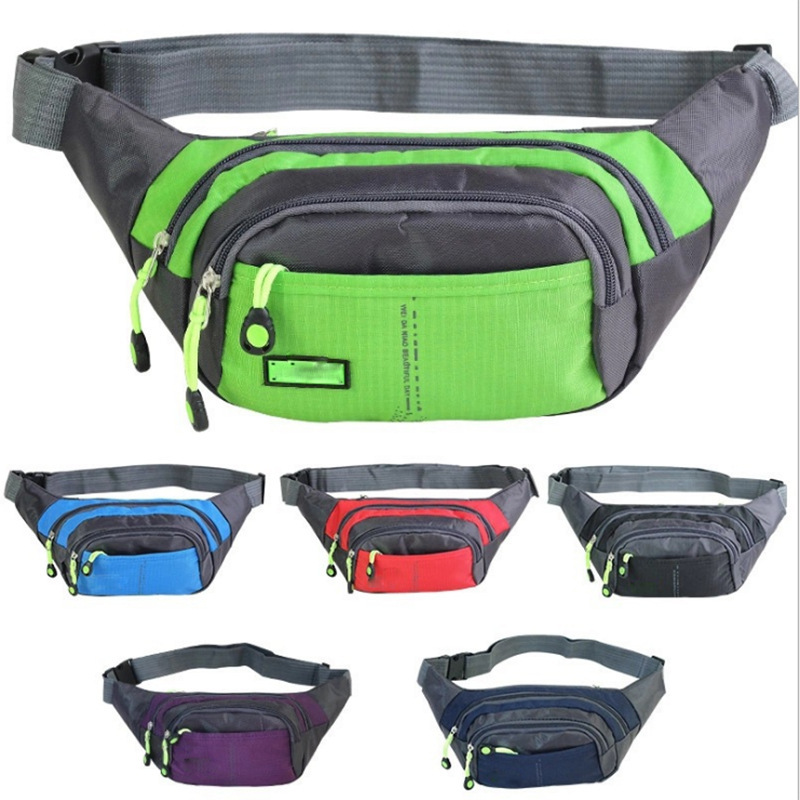 

Outdoor Running Sports Waist Pack Multi-Zipper Storgage Bag Anti-Theft Shoulder Bag Stall Business Cash Storage Casual Walle, Red