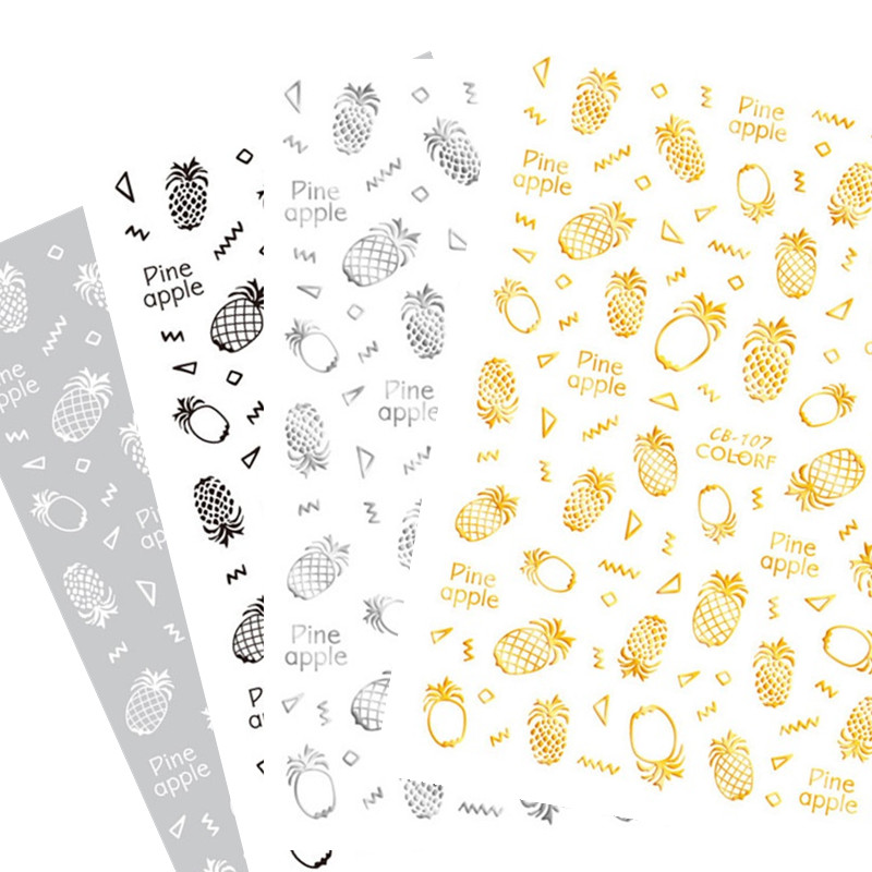 

newest CB-107 pineapple BLACK AND WHITE 3d nail art sticker fashion english letters Template sticker decal MAGICO, M-84-2