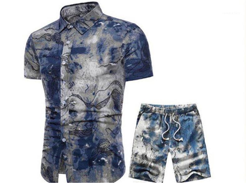 

Printed Short Suits Beach Seaside Holiday Shirts Shorts Sets 2pcs Floral Tracksuits Mans Clothing Mens Designer Floral