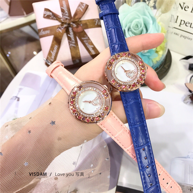 

Genuine Leather Fashion Luxury Women Watches Rolling Diamonds Lady wristwatch drop shipping Love Heart gifts Accessories Dress Women watch, Slivery;brown