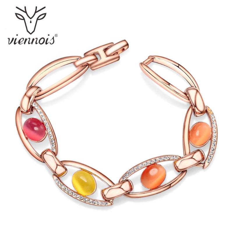 

Viennois Fashion Rose Gold Color Bracelet & Bangles For Women Colorful Opal Chain Bracelet Trendy Wedding Jewelry