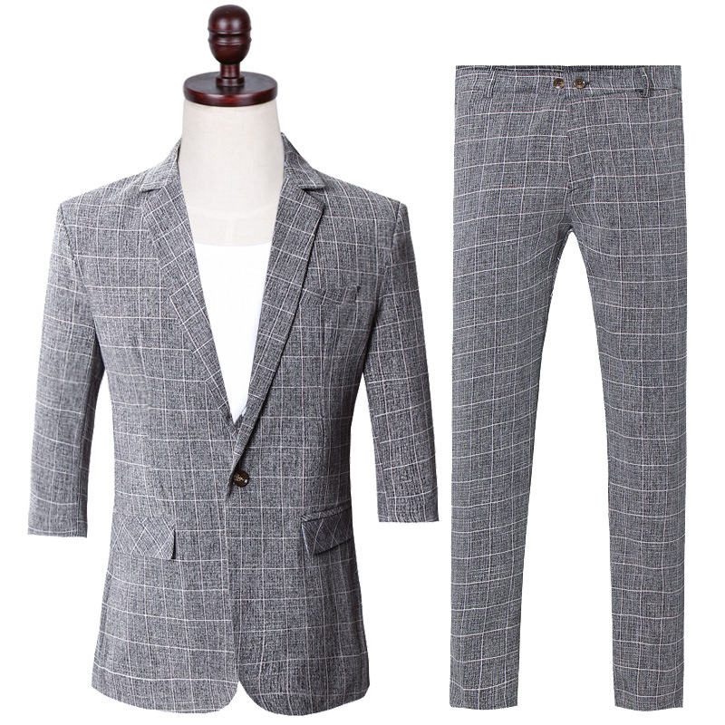 

Short sleeve casual suit men's two piece suit, Dt03dark gray