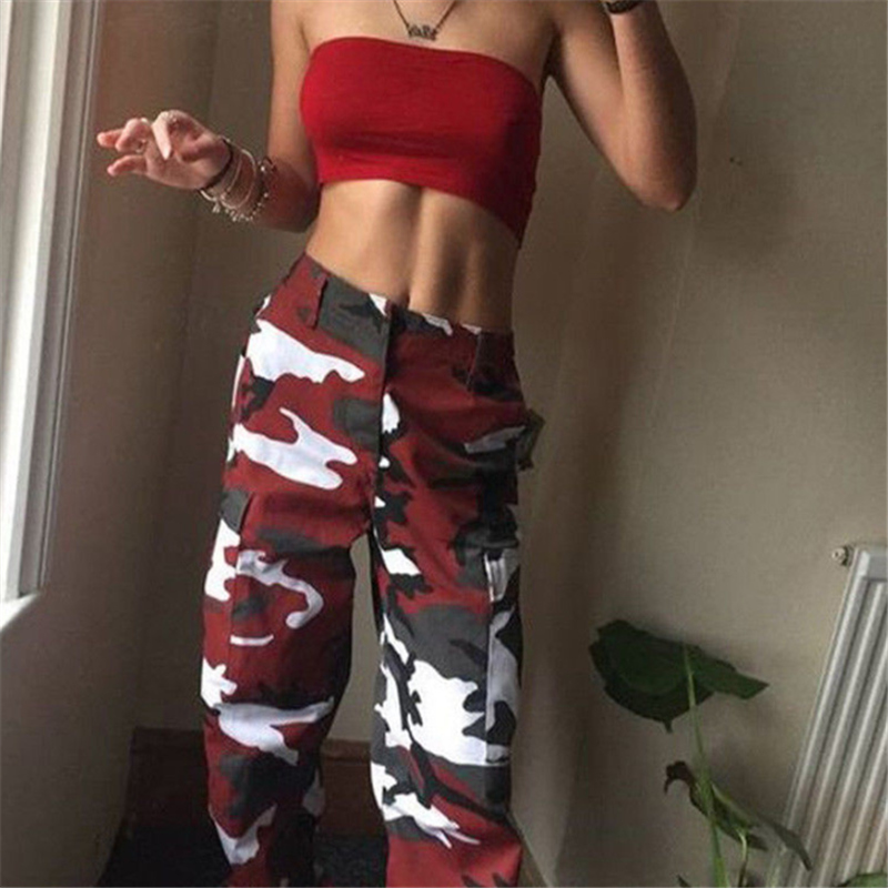 

AprilGrass Brand Designer Fashion Women Ladies Camo Cargo Pants High Waist Trousers Military Army Combat Camouflage Long Pants Hot Capris, Purple