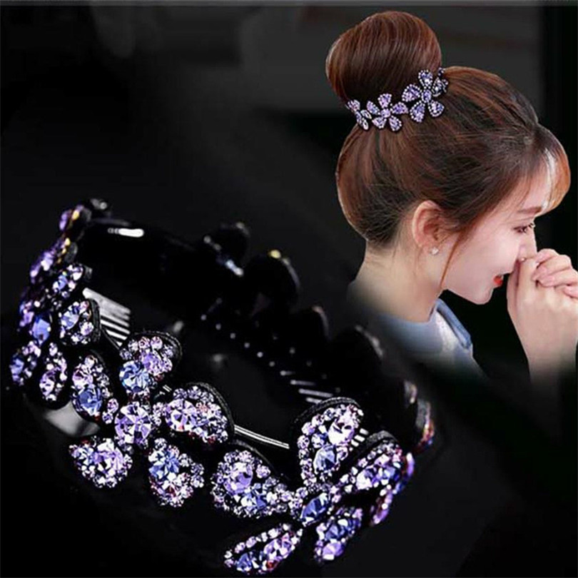 

Haimeikang Rhinestone Flower Hairpins for Women Elegant Crystal Twist Hair Clip Round Barrettes Headwear Hair Accessories