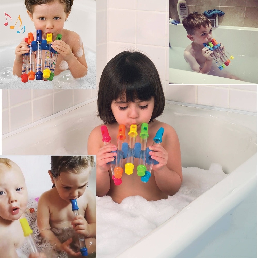 Juguete de flauta de agua de cinco colores Niños Bañarse Ducha Bañera 