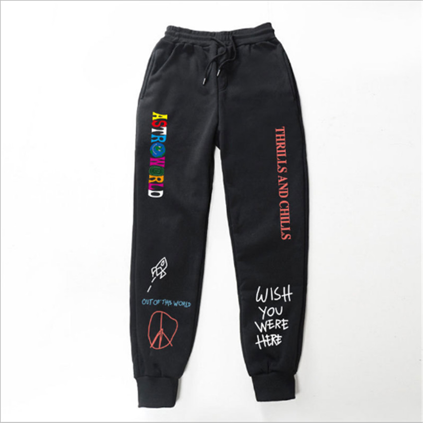 

Quality Fleece trousers TRAVIS SCOASTROWORLD Letter Printed Women Men Jogging Pants Hip hop Streetwear Men SweatpantS, Gray-wk68
