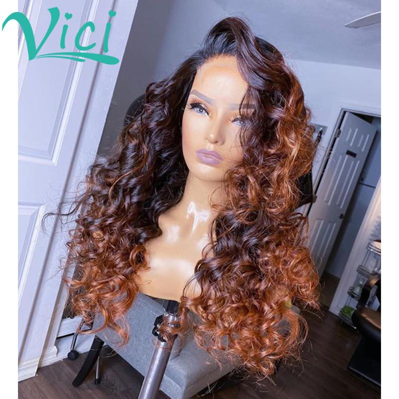 

1b/30 Ombre Human Hair Wig Pre Plucked Loose Wave Wig For Black Women 13x6 Glueless Lace Front Human Hair Wigs With Baby, As pic