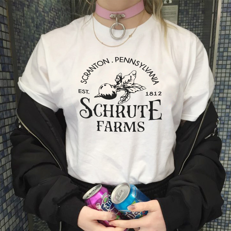

Schrute Farms T Shirt Women Print Kawaii Tshirt Scranton Pennsylvania Tops Korean Style Vogue Casual Short Sleeve Female Tshirt, 3015