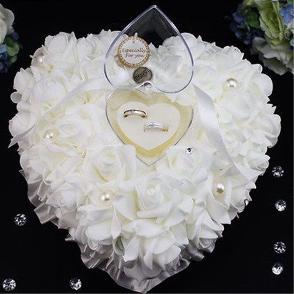 Romantic Rose Wedding Favors Heart Shaped Pearl Gift Ring Box Bearer Holder Flowers Pillow Cushion Bride Bridesmaid Bouquet Gift-image-480547761