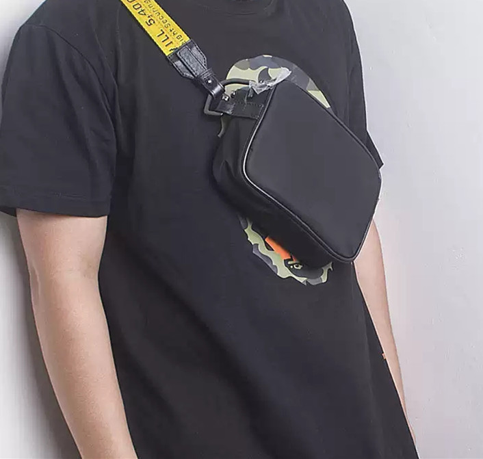 

designer Men Waist bag black Shoulder Bag Ribbon Men Chest Bags Anti-Theft Sling Pack Satchel Canvas belt fanny pack