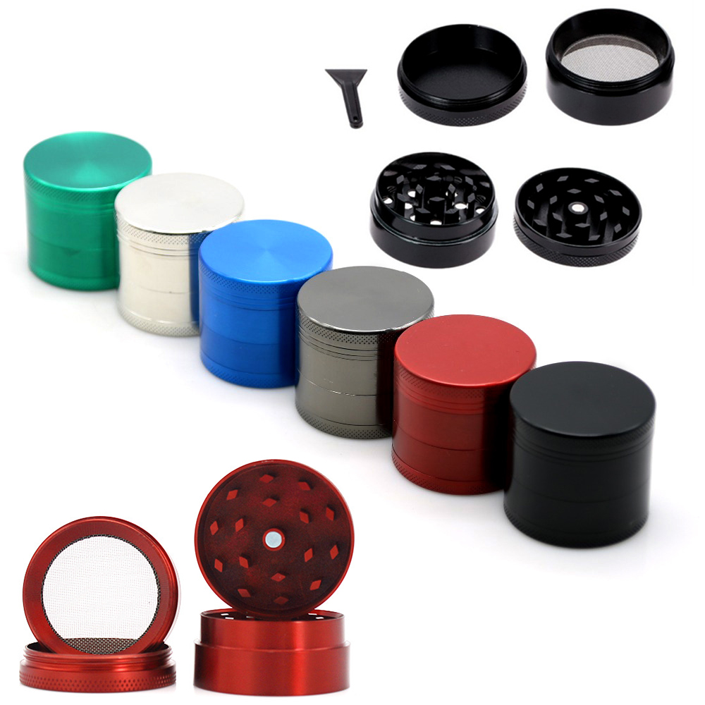 

4-Piece 40mm Dia. Metal Herb Grinder Zinc Alloy Multicolor Muller Crusher for Dry herb Tobacco Spice Smoking Accessories